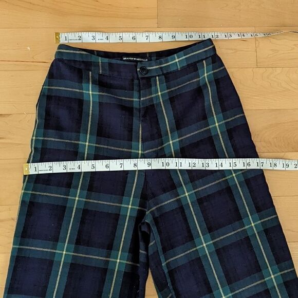 Brandy MELVILLE black watch plaid wide leg high rise XS @L - Picture 7 of 9